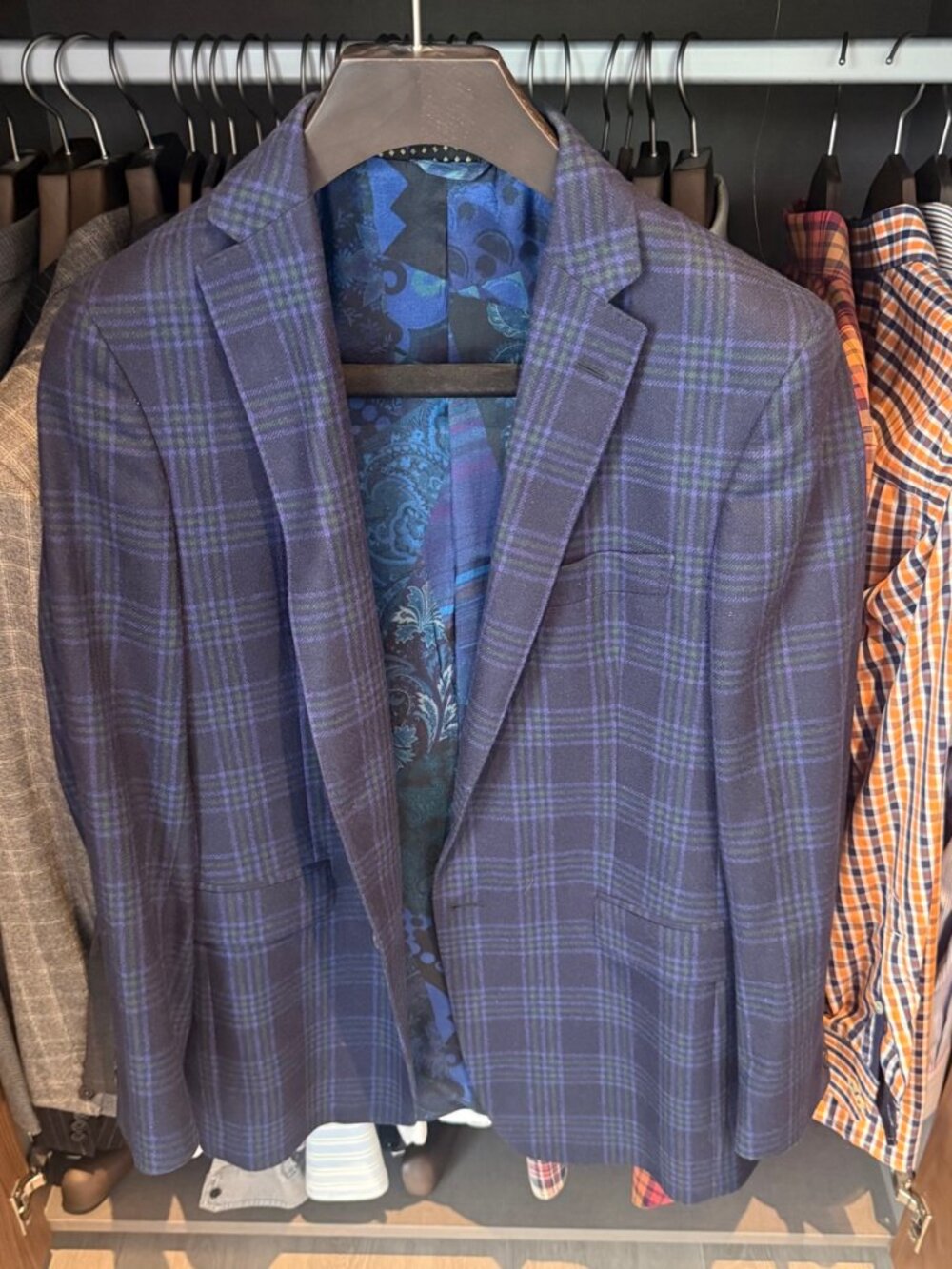 Etro Purple Plaid Sport Coat – 50 (US 40) Paisley Lining